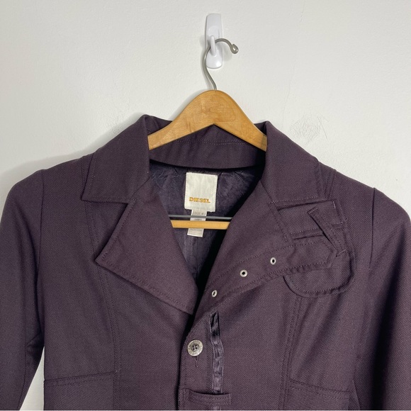 DIESEL Y2K Diesel Wool Military Style Jacket Deep Eggplant Purple Sz M - Picture 6 of 16